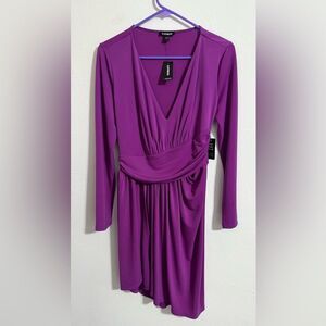 NWT ✨ Express purple v-neck faux wrap going out party dress, size small